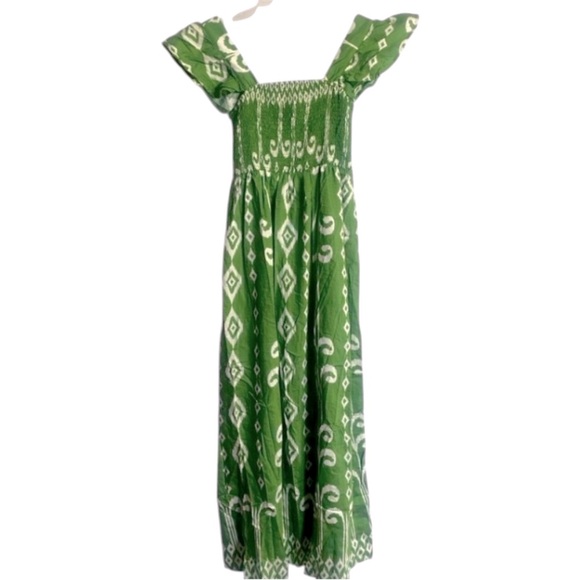 Maxi Sundress - Green Smocked Ruffled NEW - Picture 4 of 6